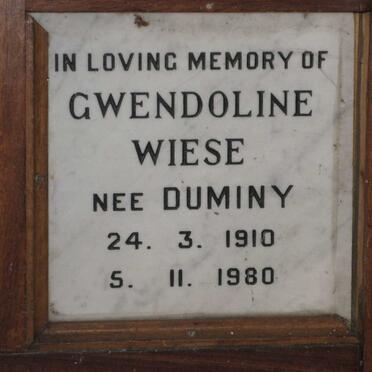 WIESE Gwendoline nee DUMINY 1910-1980