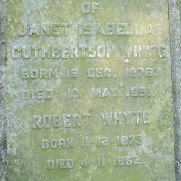 WHYTE Robert 1873-1952 &amp; Janet Isabella Cuthbertson 1878-1951