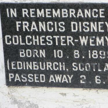 WEMYSS Francis Disney, COLCHESTER 1899-1970