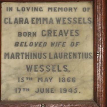 WESSELS Clara Emma nee GREAVES 1866-1945