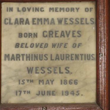 WESSELS Clara Emma nee GREAVES 1866-1945