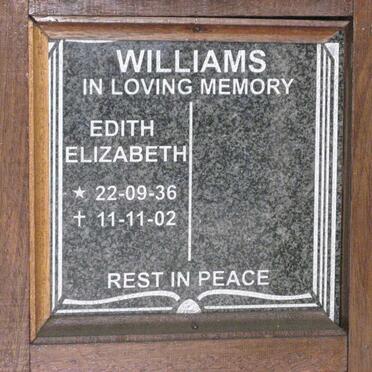 WILLIAMS Edith Elizabeth 1936-2002