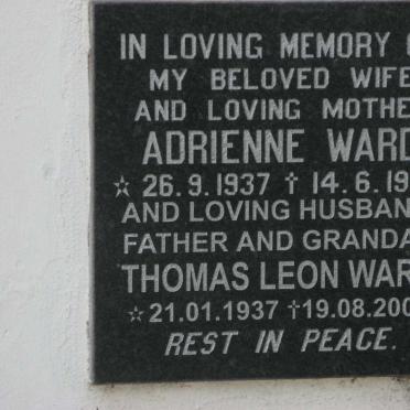 WARD Thomas Leon 1937-2002 &amp; Adrienne 1937-1993