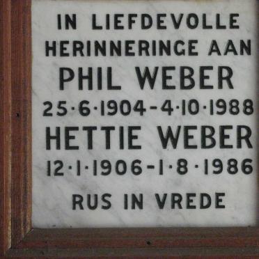WEBER Phil 1904-1988 &amp; Hettie 1906-1986