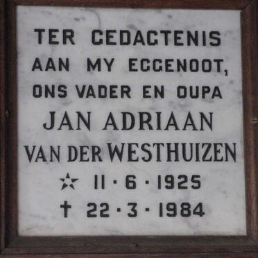 WESTHUIZEN Jan Adriaan, van der 1925-1984