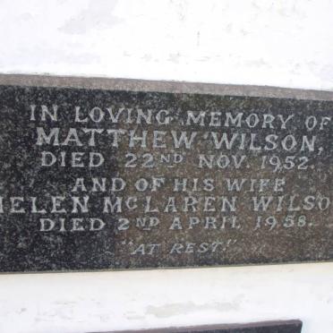 WILSON Matthew -1952 &amp; Helen McLaren -1958