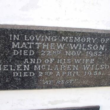 WILSON Matthew -1952 &amp; Helen McLaren -1958