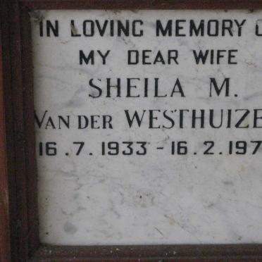WESTHUIZEN Sheila M., van der 1933-1974