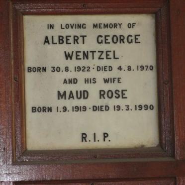 WENTZEL Albert George 1922-1970 &amp; Maud Rose 1919-1990