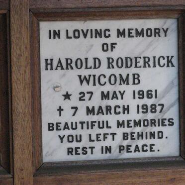 WICOMB Harold Roderick 1961-1987
