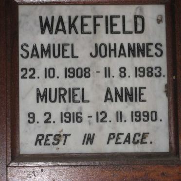 WAKEFIELD Samuel Johannes 1908-1983 &amp; Muriel Annie 1916-1990