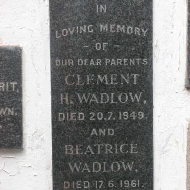 WADLOW Clement H. -1949 &amp; Beatrice -1961