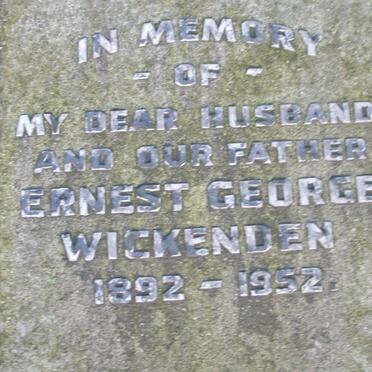WICKENDEN Ernest George 1892-1952