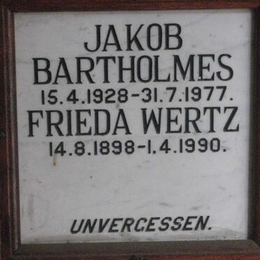 WERTZ Frieda 1898-1990 :: BARTHOLMES Jakob 1928-1977
