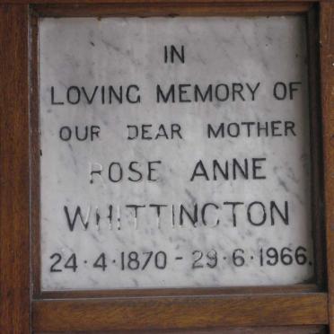 WHITTINGTON Rose Anne 1870-1966