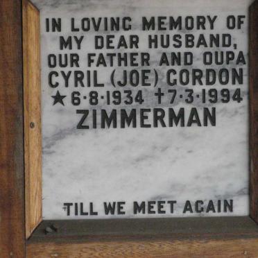 ZIMMERMAN Cyril Gordon 1934-1994