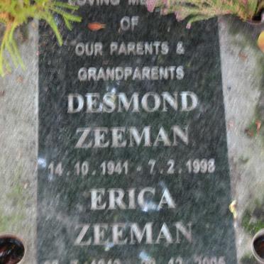 ZEEMAN Desmond 1941-1998 &amp; Erica 1943-2005