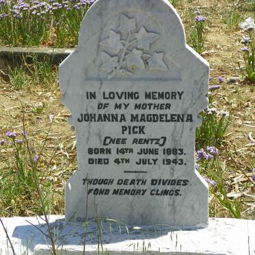 PICK Johanna Magdalena nee RENTZ 1883-1943