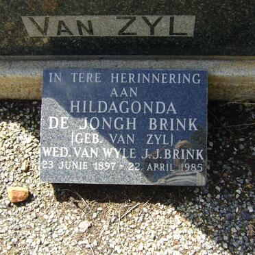 BRINK Hildagonda de Jongh nee VAN ZYL 1897-1985