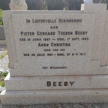 BEEBY Pieter Gerhard Theron 1887-1943 &amp; Anna Christina VAN AS 1887-19?1