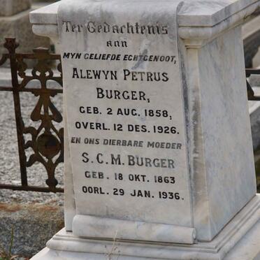 BURGER Alewyn Petrus 1858-1926 &amp; S.C.M. 1863-1936