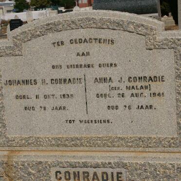 CONRADIE Johannes H. -1938 &amp; Anna J. MALAN -1941
