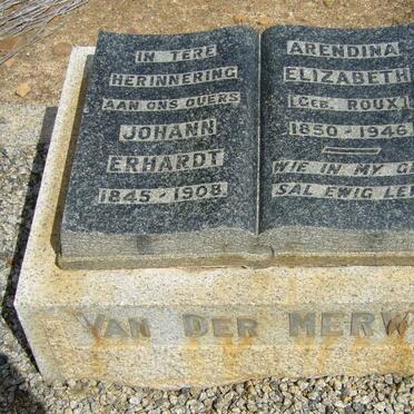 MERWE Johan Erhardt, van der 1845-1908 &amp; Arendina Elizabeth ROUX 1850-1946