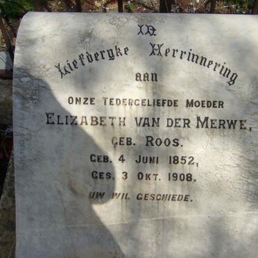 MERWE Elizabeth, van der nee ROOS 1952-1908