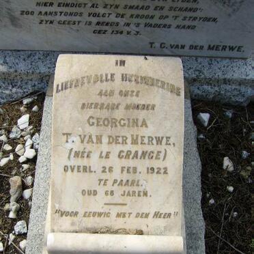 MERWE T., van der  nee LE GRANGE -1922