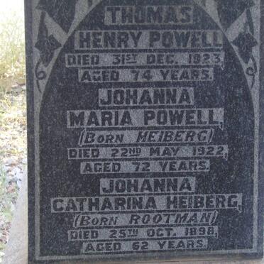 POWELL Thomas Henry -1923 &amp; Johanna Maria nee HEIBERG -1922 :: HEIBERG Johanna Catharina nee ROOTMAN -1898