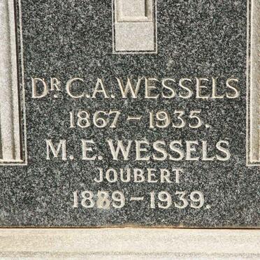 WESSELS C.A. 1867-1935 &amp; M.E. JOUBERT 1889-1939