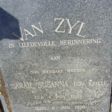 ZYL Sarah Susanna, van nee KRIEL 1889-1970