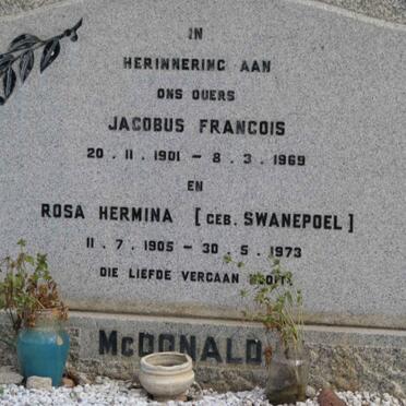 McDONALD Jacobus Francois 1901-1969 &amp; Rosa Hermina SWANEPOEL 1905-1973