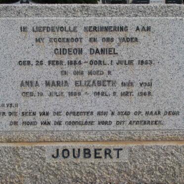 JOUBERT Gideon Daniel 1884-1963 &amp; Anna Maria Elizabeth VOS 1899-1968