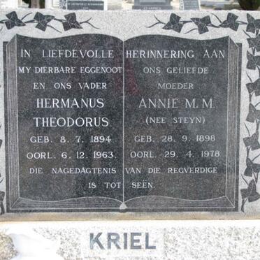 KRIEL Hermanus Theodorus 1894-1963 &amp; Annie M.M. STEYN 1898-1978