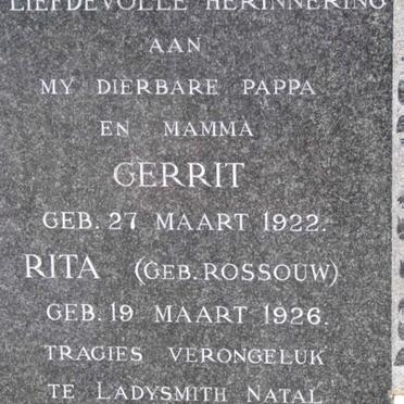 GENIS Gerrit 1922-1962 &amp; Rita ROSSOUW 1926-1962