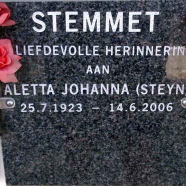 STEMMET Aletta Johanna nee STEYN 1923-2006