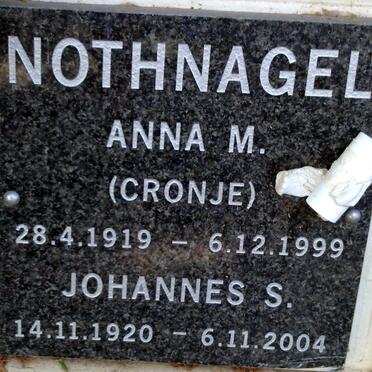 NOTHNAGEL Johannes S. 1920-2004 &amp; Anna M. CRONJE 1919-1999