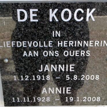 KOCK Jannie, de 1918-2008 &amp; Annie 1928-2008