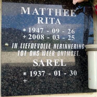 MATTHEE Sarel 1937- &amp; Rita 1947-2008