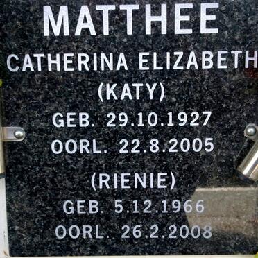 MATTHEE Catherina Elizabeth 1927-2005 :: MATTHEE Rienie 1966-2008