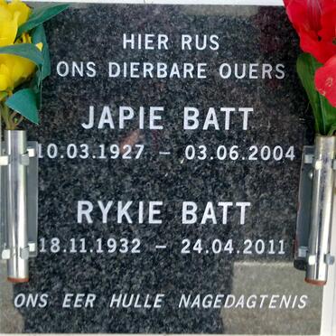 BATT Japie 1927-2004 &amp; Rykie 1932-2011