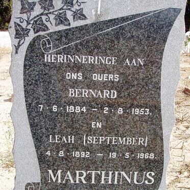MARTHINUS Bernard 1884-1953 &amp; Leah SEPTEMBER 1892-1968