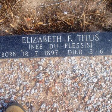 TITUS Elizabeth F. nee DU PLESSIS 1897-1986