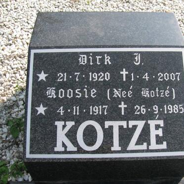 KOTZE Dirk J.1920-2007 &amp; Koosie KOTZE 1917-1985