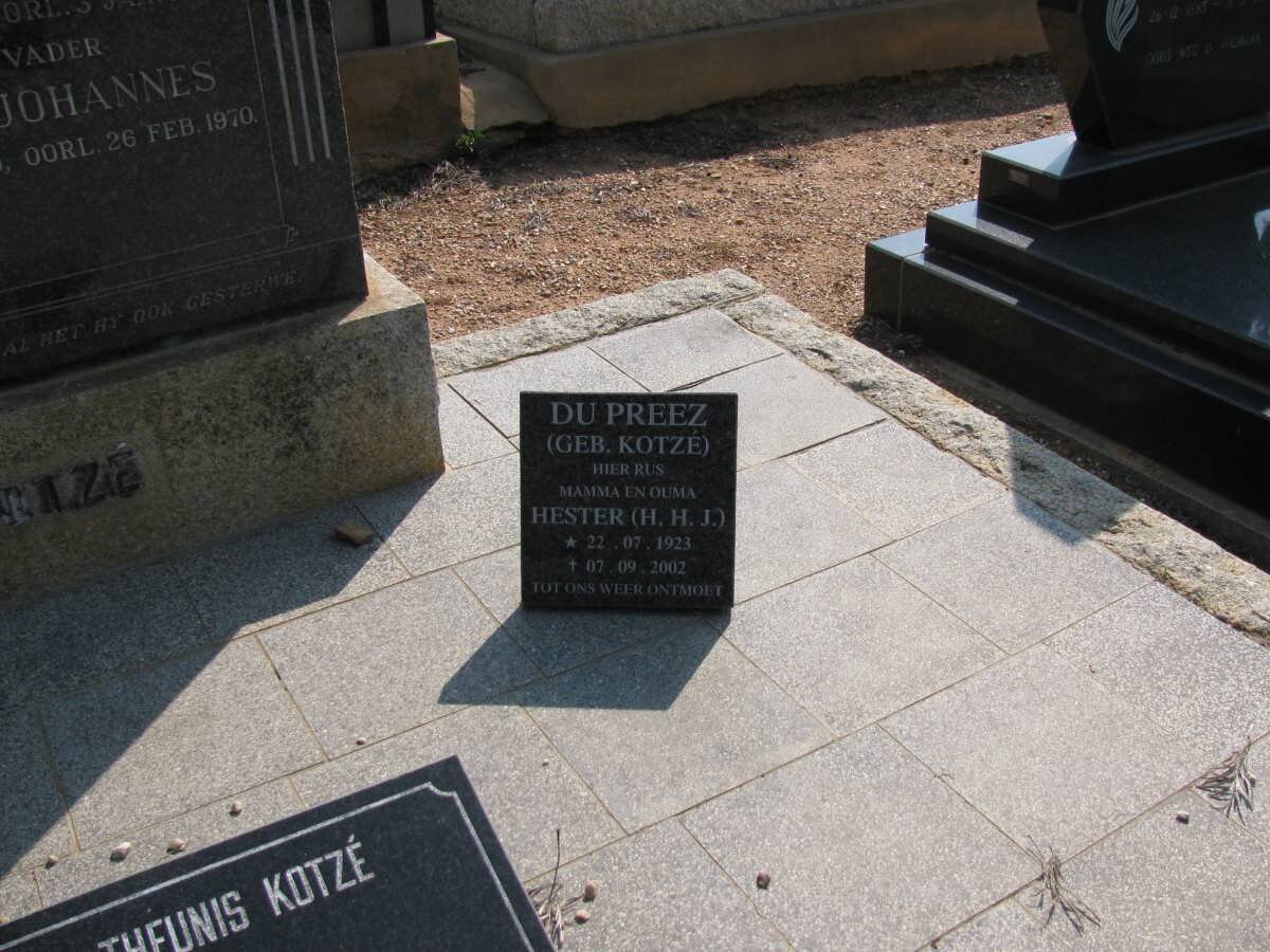 PREEZ H.H.J., du nee KOTZE 1923-2002