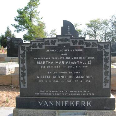 NIEKERK Willem Cornelius Jacobus, van 1888-1974 &amp; Martha Maria TALLIE 1894-1966