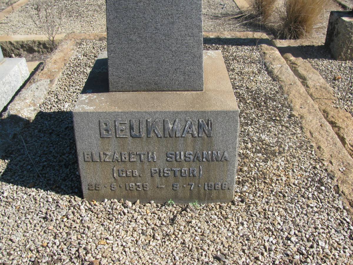 BEUKMAN Elizabeth Susanna nee PISTOR 1939-1966
