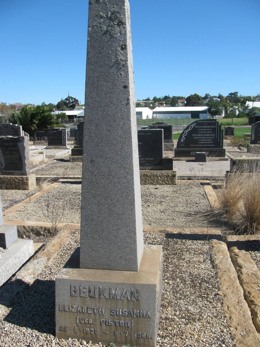 BEUKMAN Elizabeth Susanna nee PISTOR 1939-1966