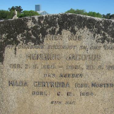 BASSON Hendrik Jacobus 1888-1956 &amp; Hilda Gertruida MOSTERT -1964
